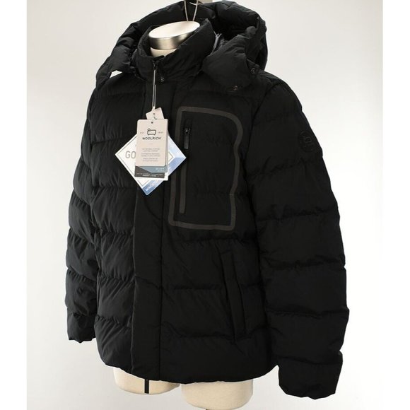 WOOLRICH Mens Black High Tech Regular Fit 750 Down Quilted Jacket LARGE NWT - Picture 1 of 5